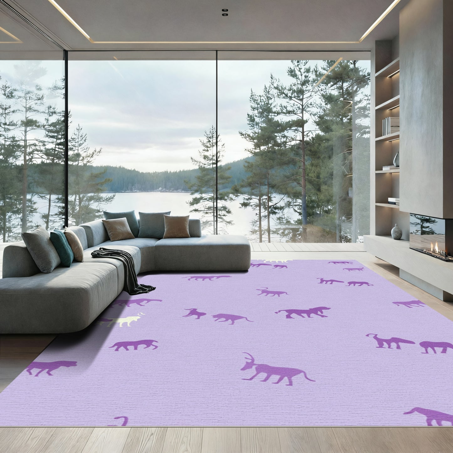 Lavender Purple Animal Silhouette Collection Rug
