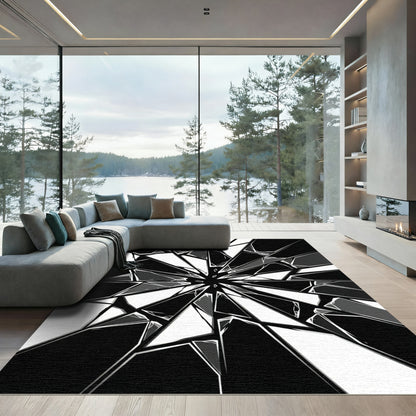 Monochromatic Shattered Glass Starburst Rug