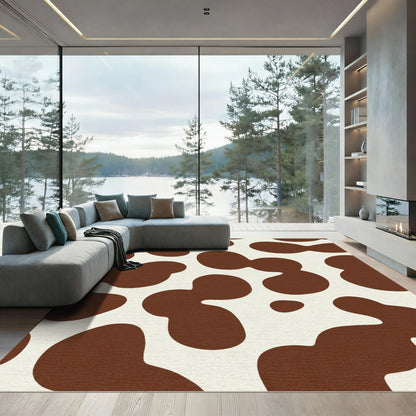 Brown White Blobs Rug