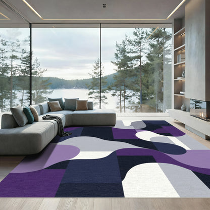Purple Navy Abstract Waves Rug