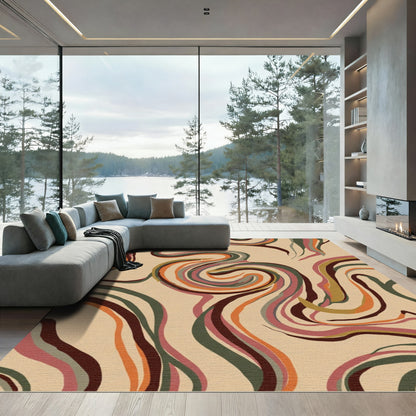 Earthy Swirl Abstract Composition Rug