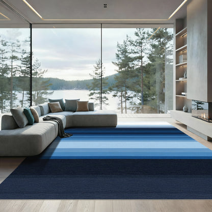 Subtle Light Blue Horizontal Stripe Rug