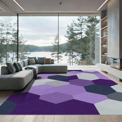 Purple Gray Hexagon Tessellation Rug