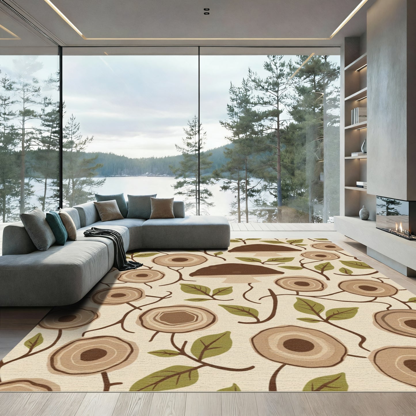 Woodland Mushroom And Oak Ring Rug