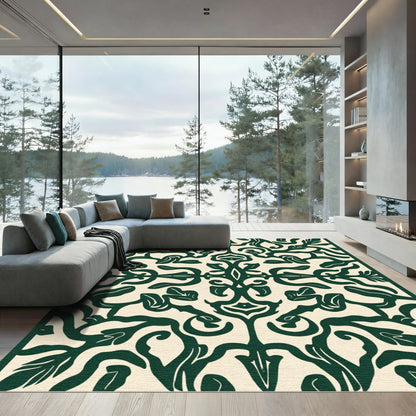 Deep Forest Vine Scrollwork Rug