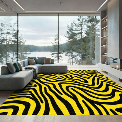 Bold Yellow Black Animal Stripe Rug