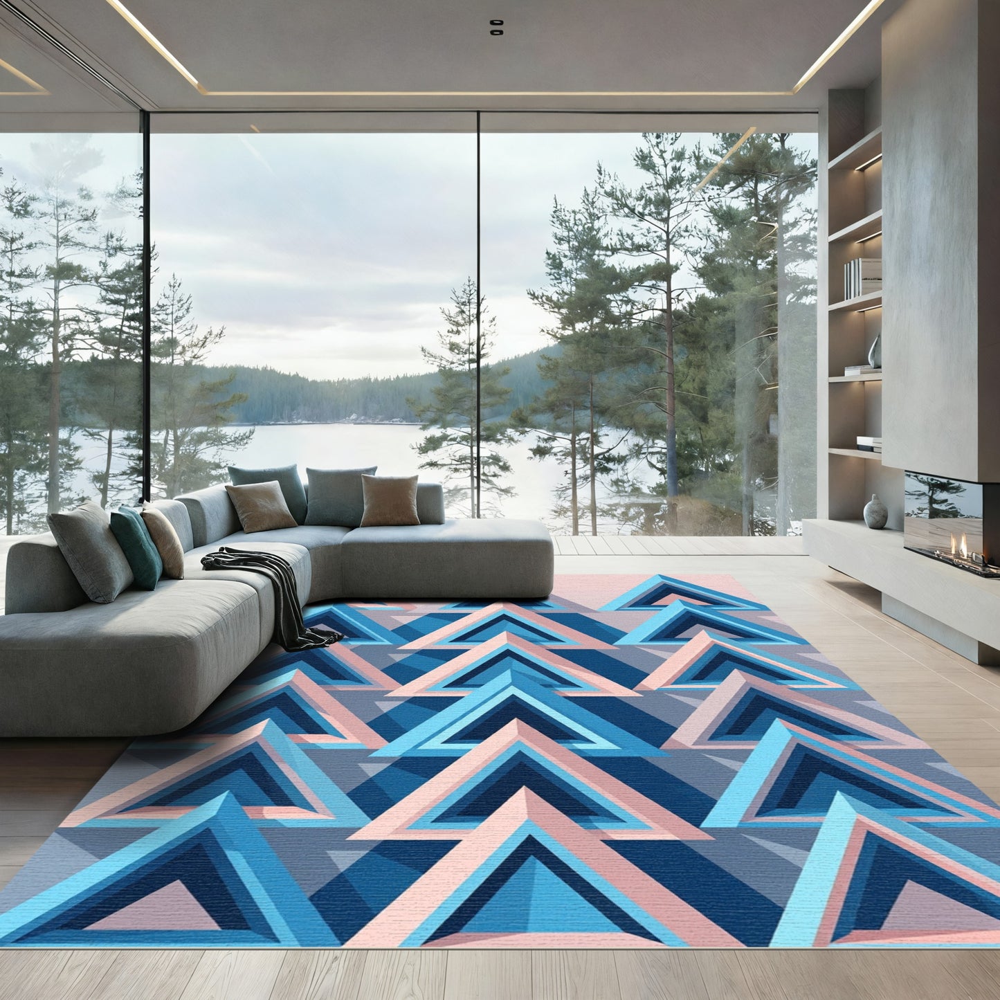 Layered Triangle Geometric Composition Rug