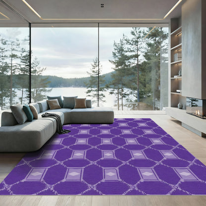 Royal Purple Square Diamond Lattice Rug
