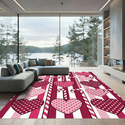 Sweet Hearts Candy Cane Stripes Rug