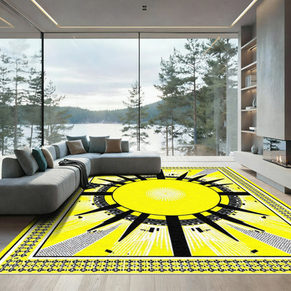 Radiant Sunburst Geometric Abstract Rug