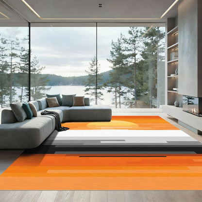 Pixelated Sunset Horizon Gradient Rug
