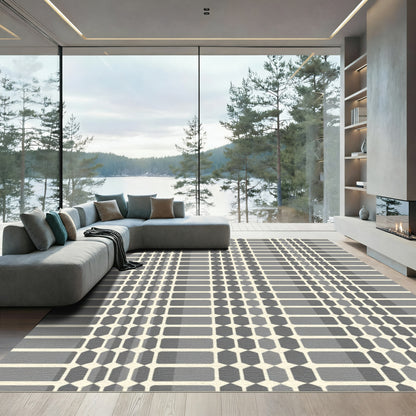 Modern Gray Gradient Hexagon Stripes Rug