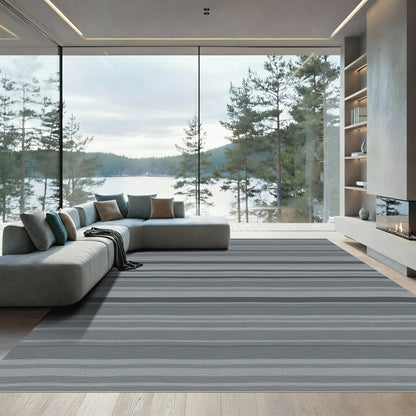 Gray Tones Horizontal Stripe Rug