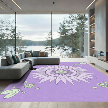 Lavender Sunflower Petal Mandala Rug