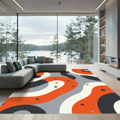 Abstract Orange Swirl Grommet Rug