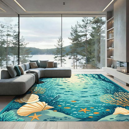 Oceanic Realm Coral Schooling Fish Rug
