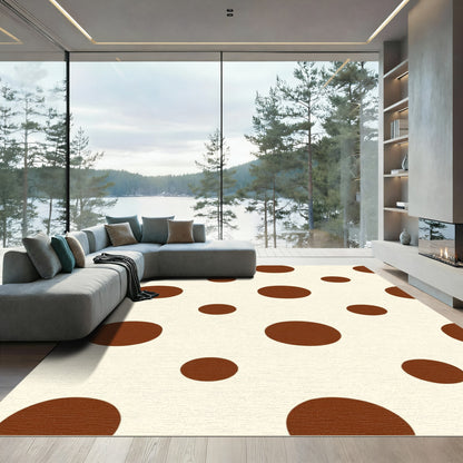 Brown Circles Cream Background Rug
