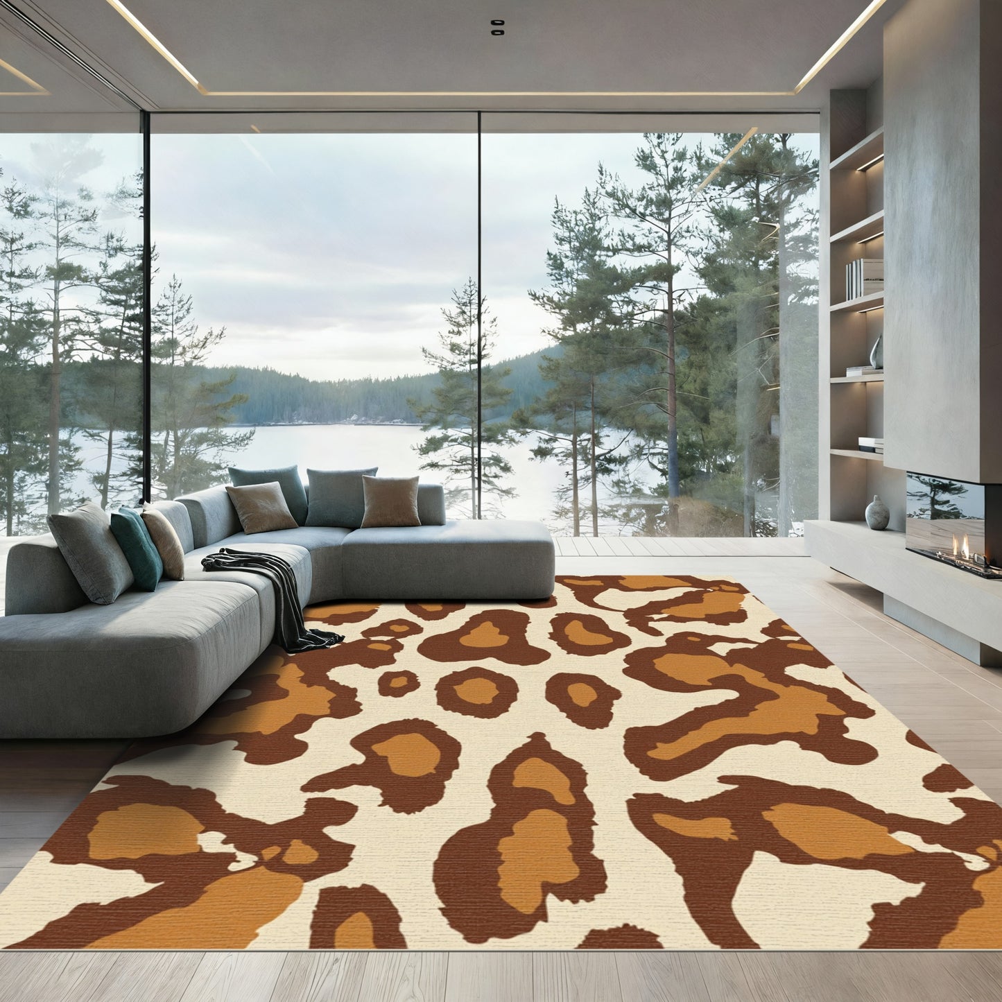 Brown Tan Leopard Spot Rug