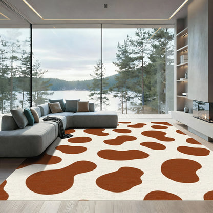 Brown Cream Spotted Abstract Shapes Rug