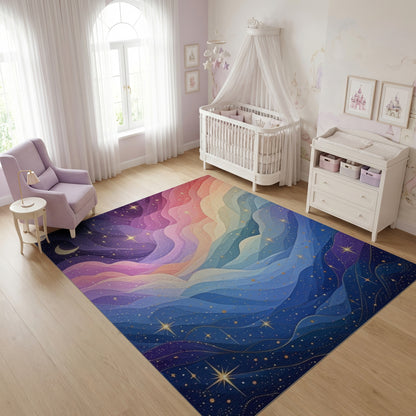 Dreamy Starry Wavy Clouds Rug