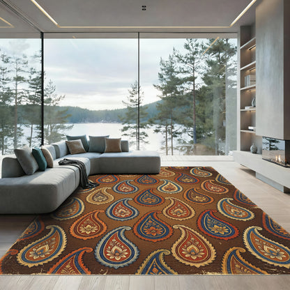 Vintage Earthy Tone Paisley Floral Rug
