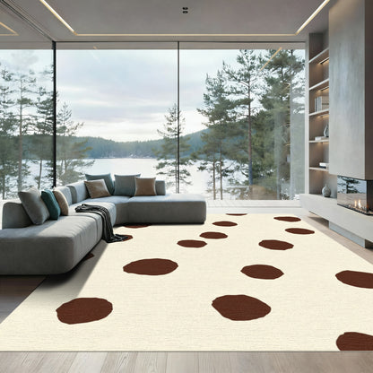 Brown Polka Dot Cream Abstract Rug