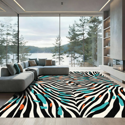 Bold Animal Print Teal Orange Stripes Rug