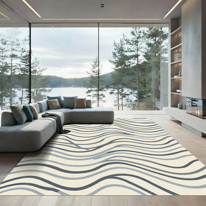 Neutral Wave Curve Lines Rug