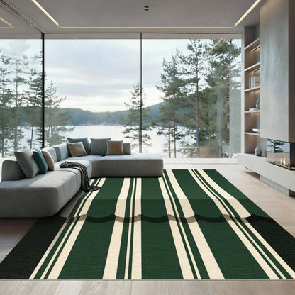 Green Cream Classic Stripe Rug