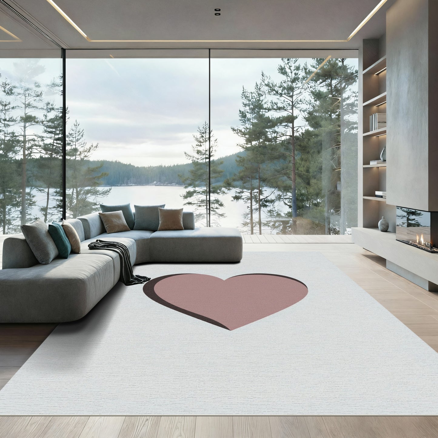 Rose Heart Shape Shadow Rug