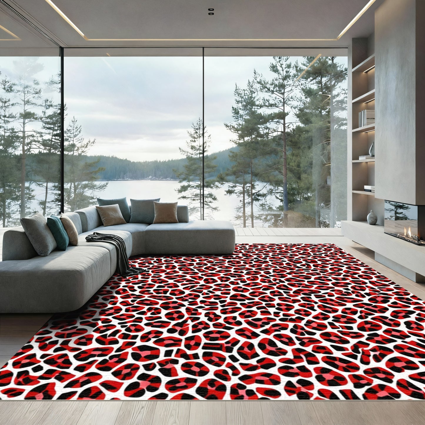 Bold Red Animal Spots All Over Rug
