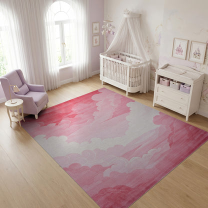 Dreamy Pink and White Clouds Rug