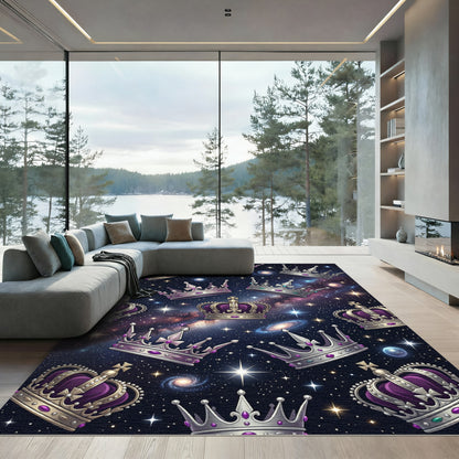 Celestial Purple Crown Galaxy Night Rug