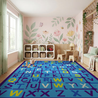 Vibrant Multicolor Alphabet Grid Rug