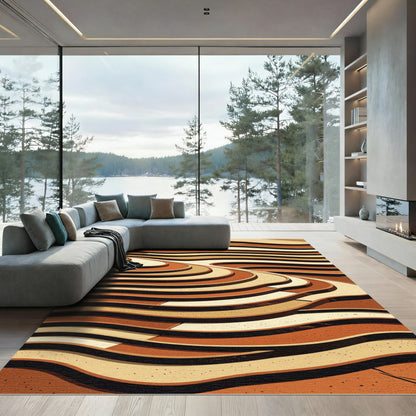 Earthy Terracotta Abstract Striped Flow Rug