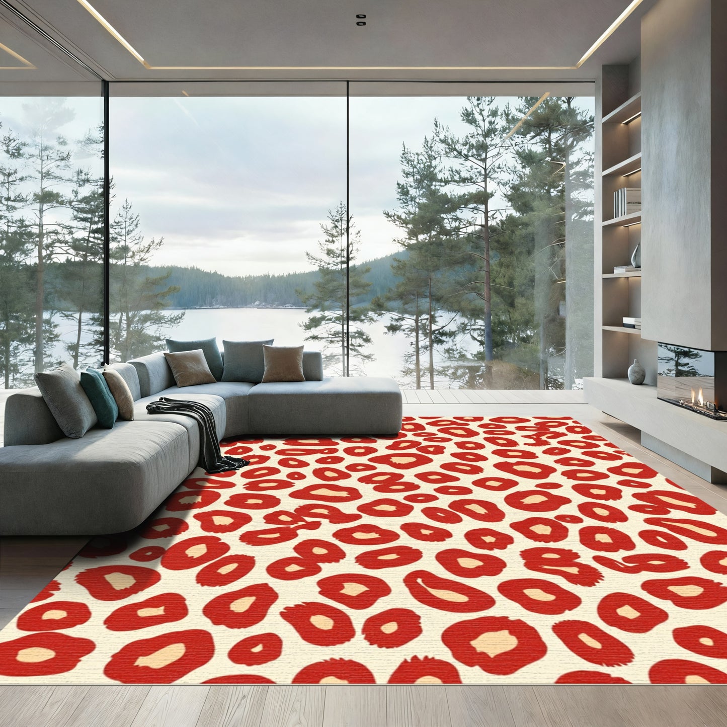 Crimson Cream Spotted Spots Rug