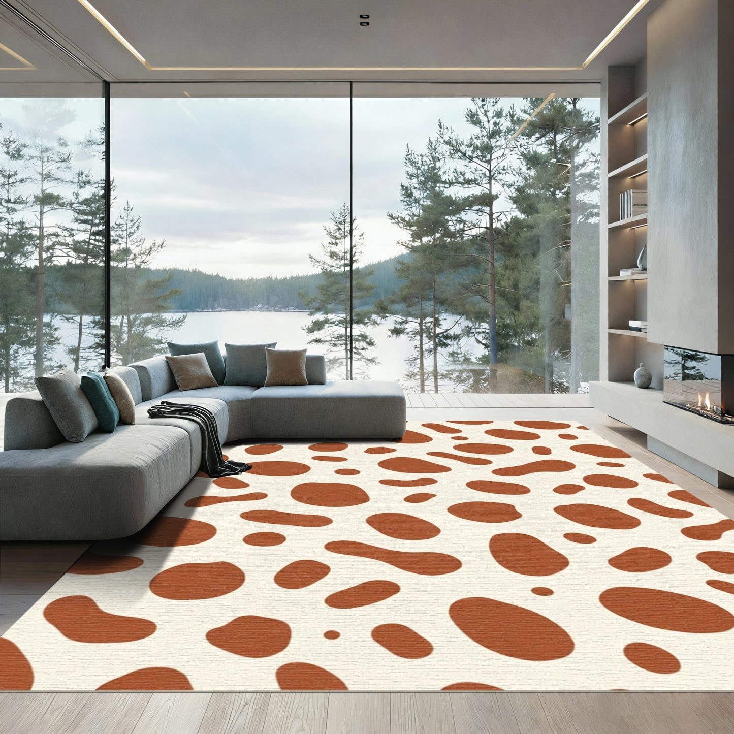 Brown Polka Dot Spotty Texture Rug