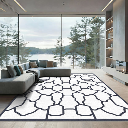 Modern Dark Gray Organic Lattice Rug