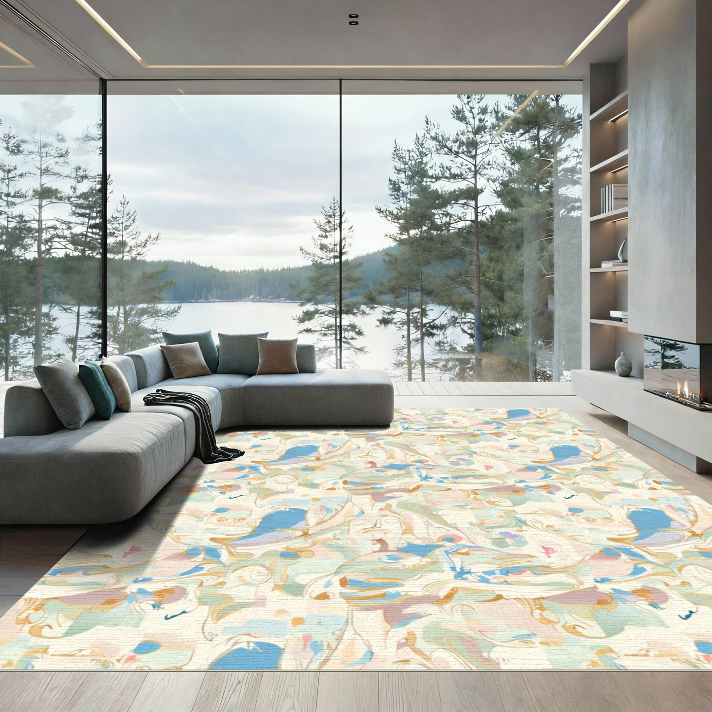 Pastel Eclectic Abstract Swirls Rug