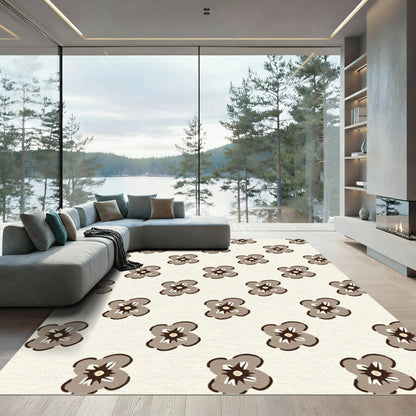Brown Quatrefoil Floral Medallion Rug