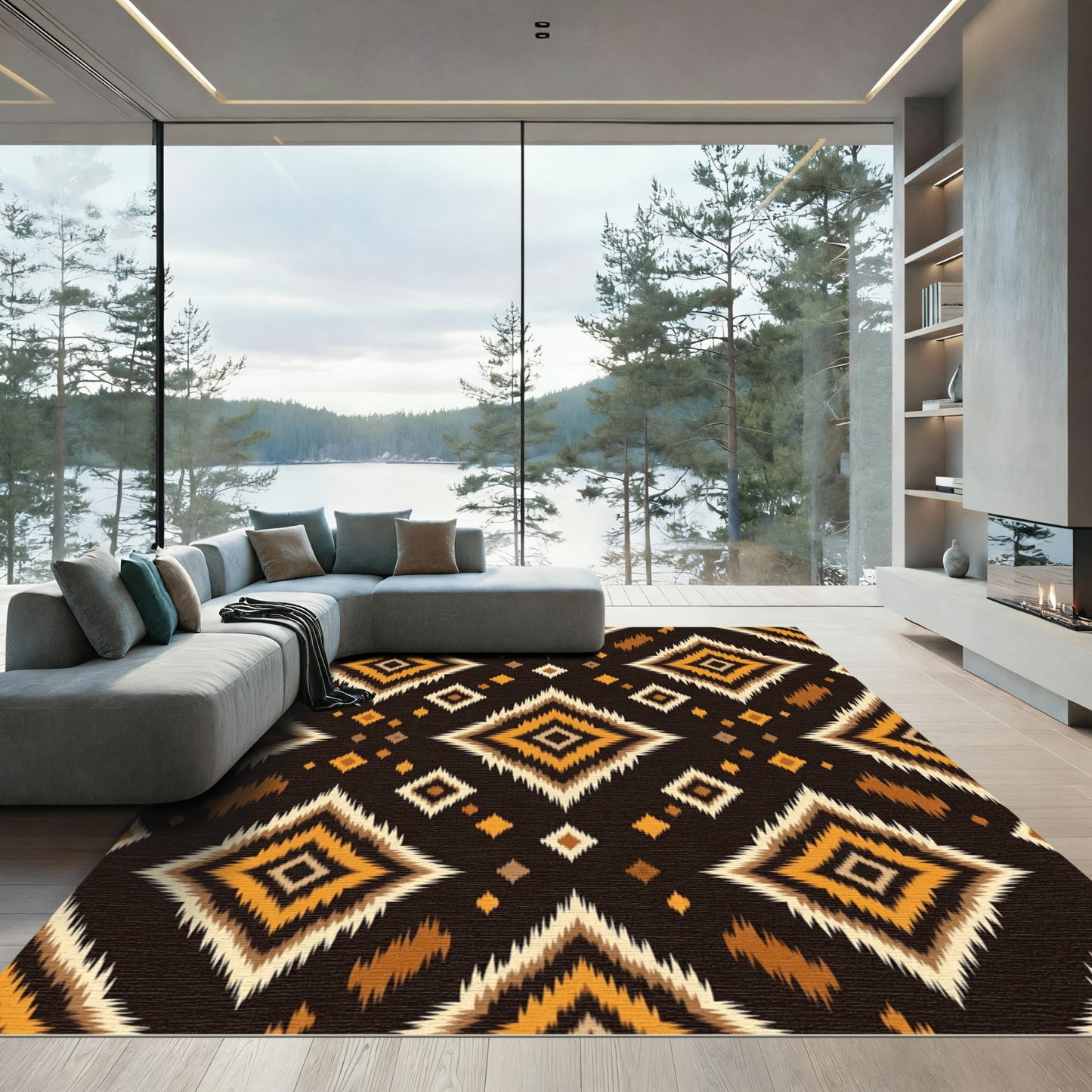 Earthy Geometric Diamond Tribal Rug