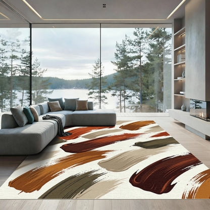 Earthy Toned Abstract Brush Strokes Rug