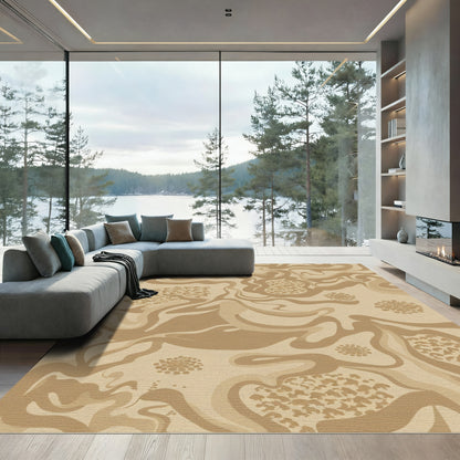 Neutral Swirl Organic Bloom Arrangement Rug