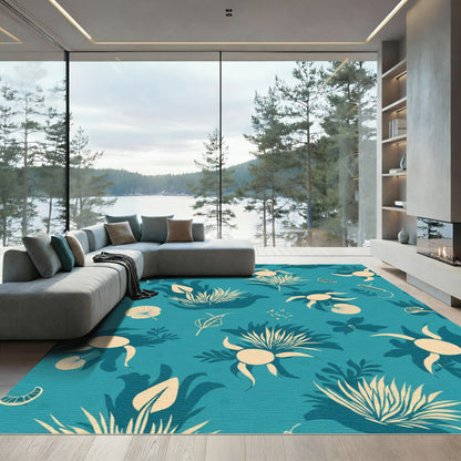 Aqua Foliage Sunburst Meadow Rug