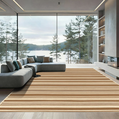 Horizontal Streaks Bark Tones Rug