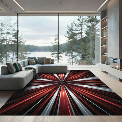Radiant Red Metallic Burst Rug