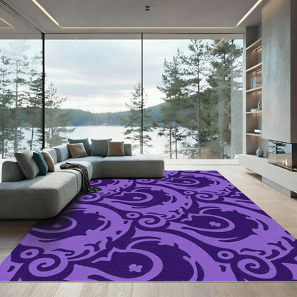 Deep Purple Swirling Organic Abstract Rug