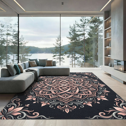 Ornate Rose Gold Mandala Flourish Rug