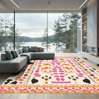 Whimsical Pink Orange Spotty Dash Rug
