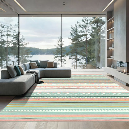 Boho Pastel Tribal Stripe Rug